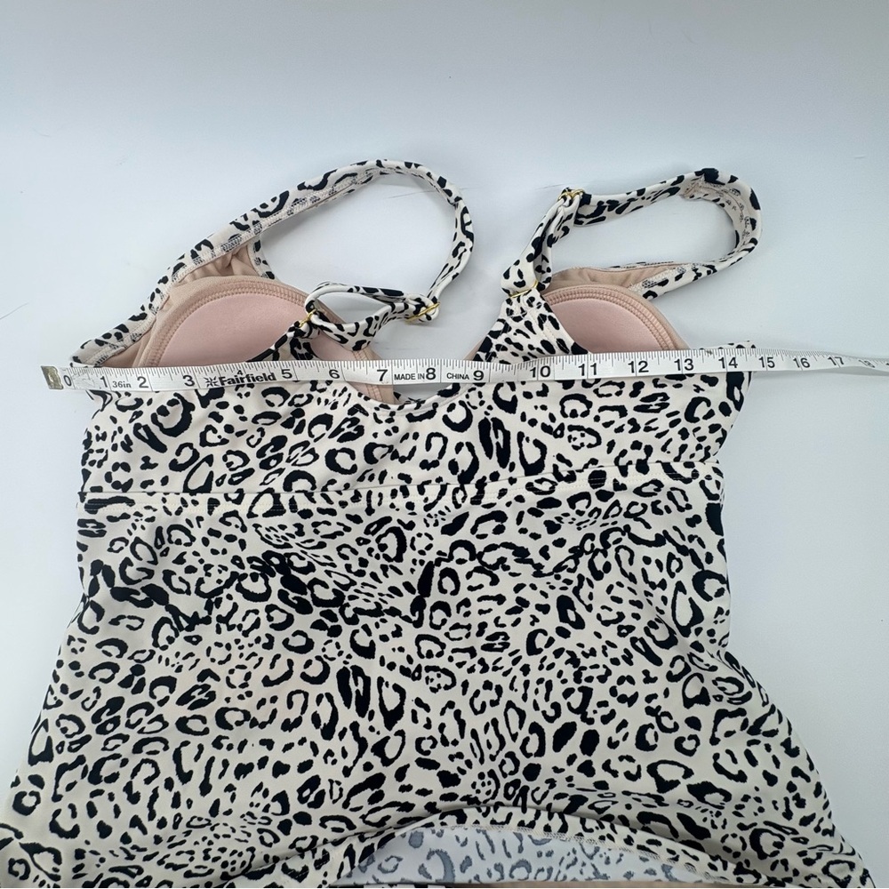 KONA Sol Large (12-14) Off White/Black Twist-Front Leopard Print Tankini Top New - Picture 10 of 12